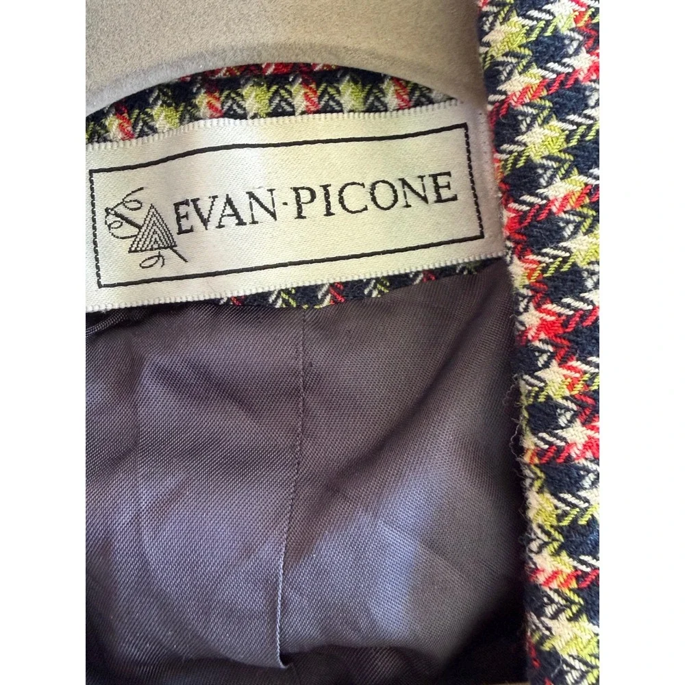 EVAN‎ PICONE Women's Plaid Blazer Gold Button Lined Jacket Size 4